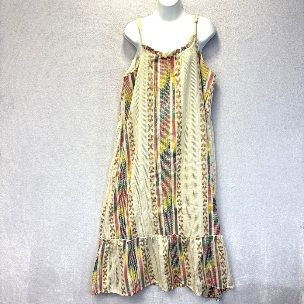 En Creme Anthropologie Oversized Boho Swing Dress Womens Medium Rainbow Maxi